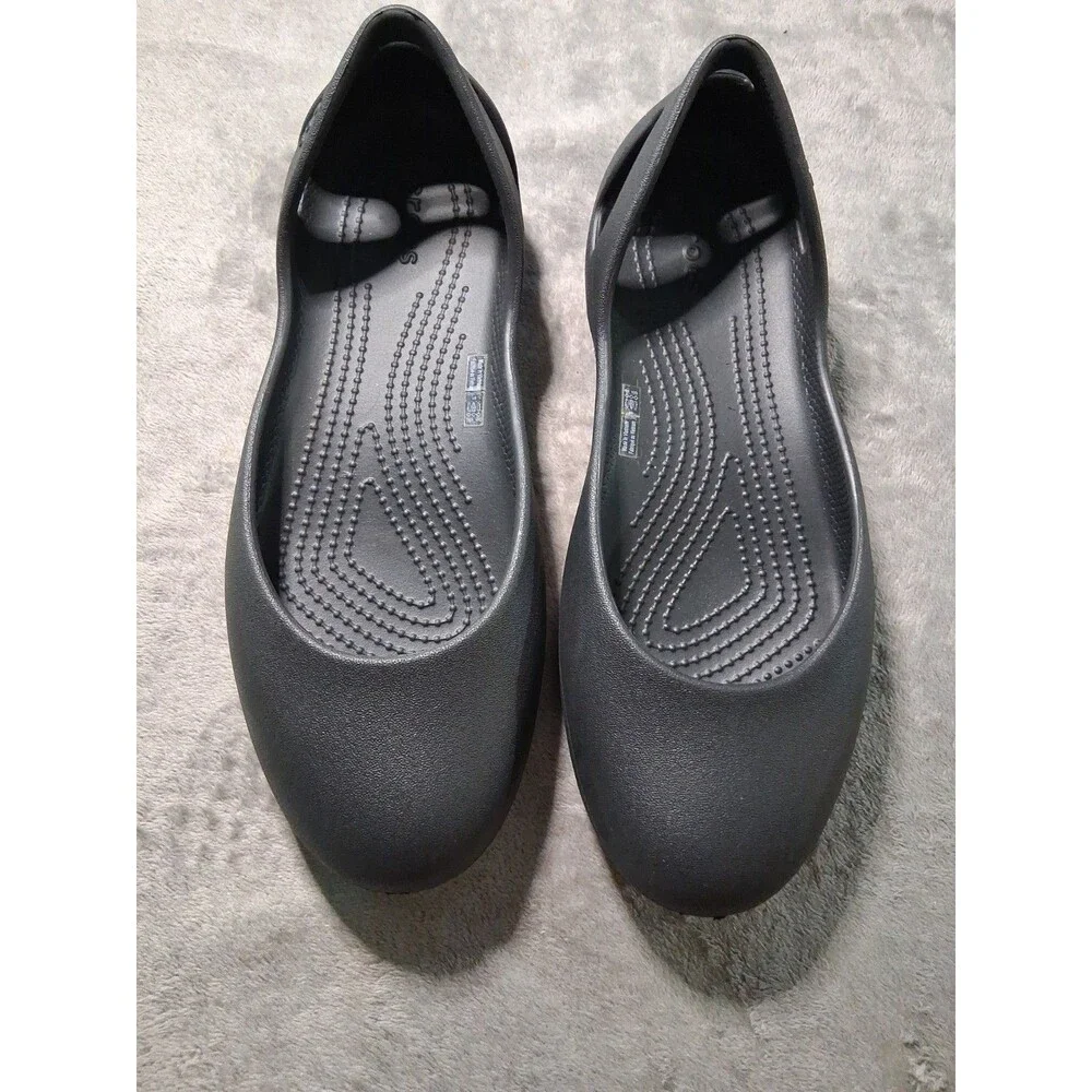 WOMEN'S CROCS BLACK KADEE SLIP ON BALLET FLAT SHOE SIZE 9